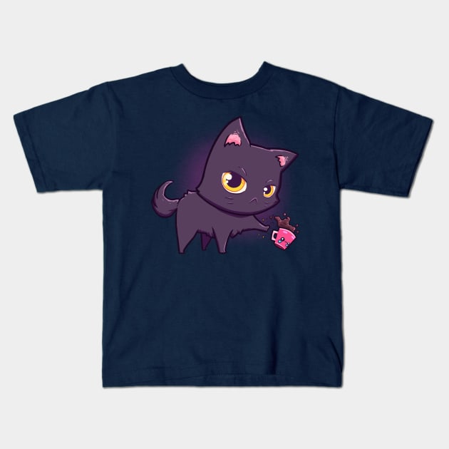 Cat Hates Mugs Kids T-Shirt by Susto